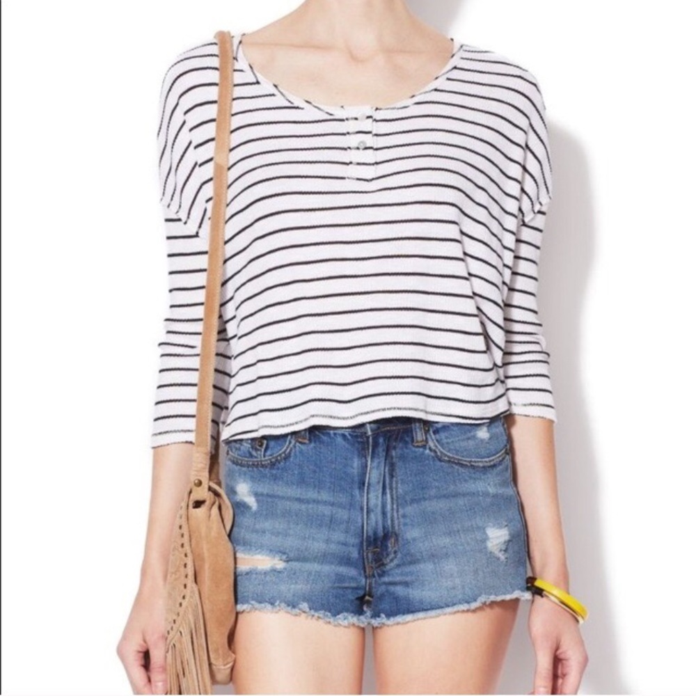 Free People “ We the Free” Cropped Striped Top